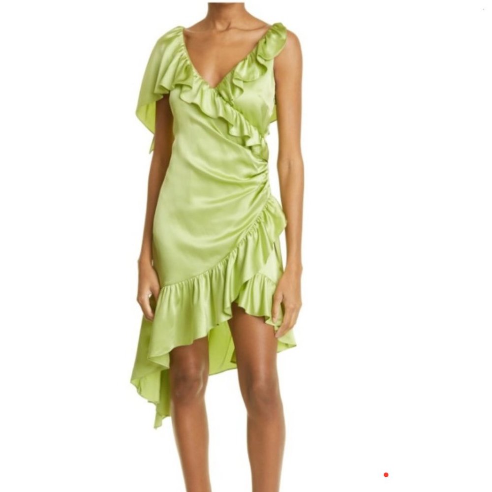Cinq a Sept Petunya Ruffle Silk Dress in Prickly Pear NWT Size 6